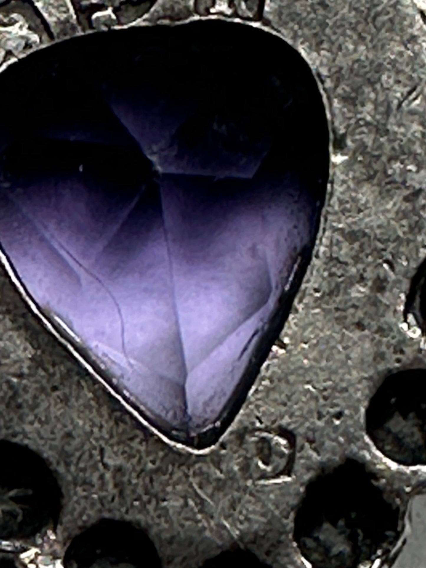 Antique Charles Horner Heart Pendant with rosette details Chester hallmarked from 1900 sterling silver and Amethyst glass